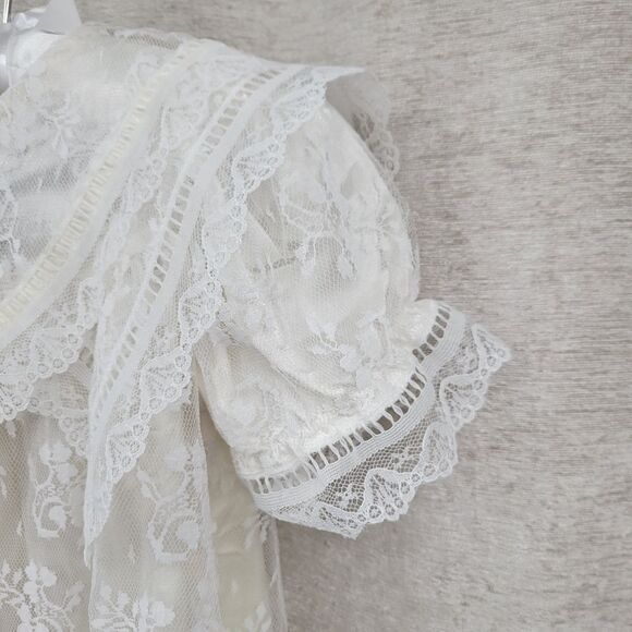 Gunne Sax Jessica McClintock White Lace Dress and Matching Bloomers Set Toddler - Picture 4 of 15